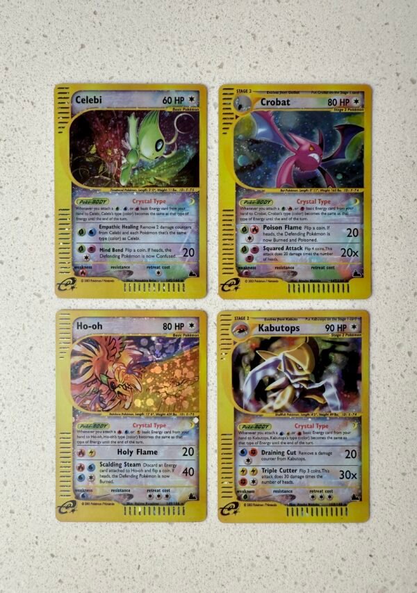 Crystal Set of 4 Holographic Pokemon Proxy Cards