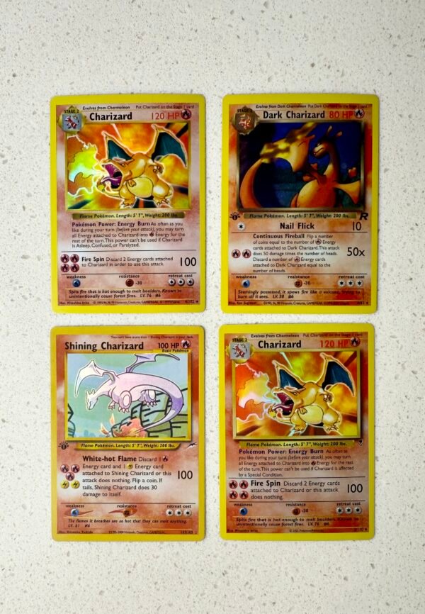 Classic Charizard Set of 4 Holographic Pokemon Proxy Cards